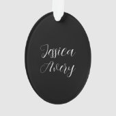 Jeder Name | Elegant Editable White Script auf Sch Ornament (Rückseite)