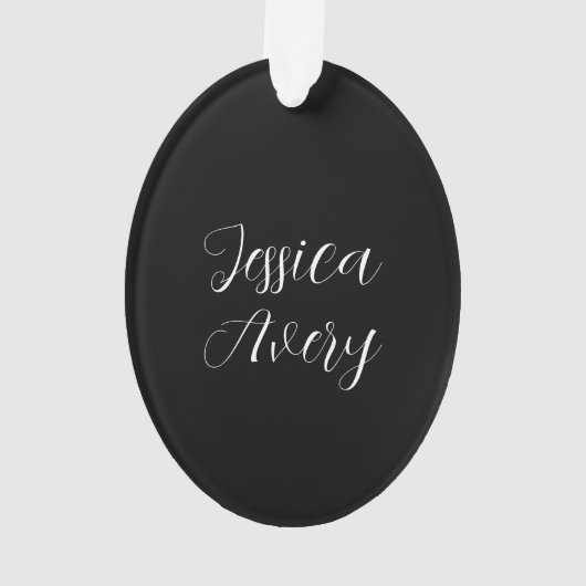 Jeder Name | Elegant Editable White Script auf Sch Ornament (Rückseite)