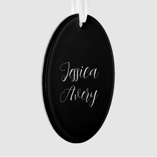 Jeder Name | Elegant Editable White Script auf Sch Ornament (Vorderseite)