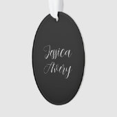 Jeder Name | Elegant Editable White Script auf Sch Ornament (Vorderseite)