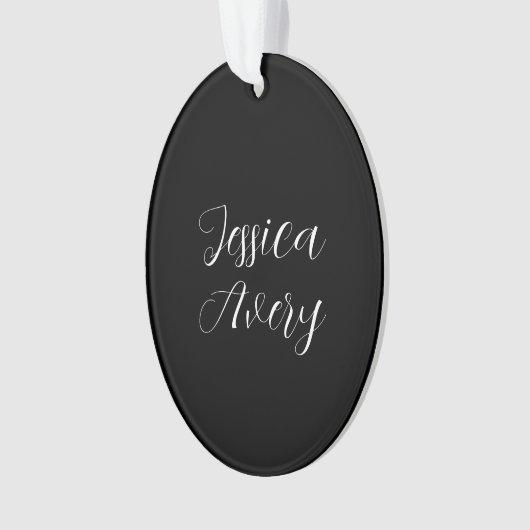 Jeder Name | Elegant Editable White Script auf Sch Ornament (Vorderseite)