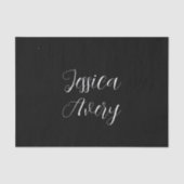 Jeder Name | Elegant Editable White Script auf Sch Seidenpapier (Vorderseite)