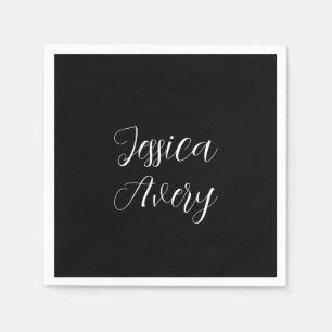 Jeder Name Elegant Editable White Script auf Sch Serviette