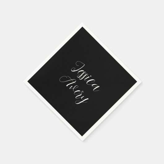 Jeder Name | Elegant Editable White Script auf Sch Serviette (Ecke)