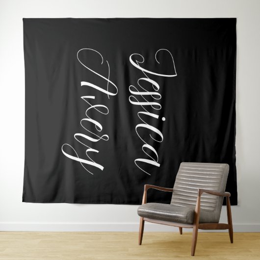 Jeder Name | Elegant Editable White Script auf Sch Wandteppich (Beispiel (Horizontal))