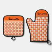 Jeder Name Niedlich florales Daisy-Muster Ofenhandschuh & Topflappen-Set (Vorderseite)