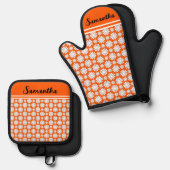 Jeder Name Niedlich florales Daisy-Muster Ofenhandschuh & Topflappen-Set (Vorderseite/Rückseite)