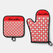 Jeder Name Niedlich florales Daisy-Muster Ofenhandschuh & Topflappen-Set (Vorderseite)