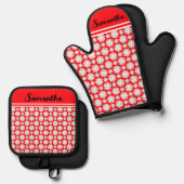 Jeder Name Niedlich florales Daisy-Muster Ofenhandschuh & Topflappen-Set (Vorderseite/Rückseite)