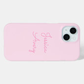 Jeder Name | Niedlich Pink Cursive Case-Mate iPhone Hülle (Rückseite (Horizontal))