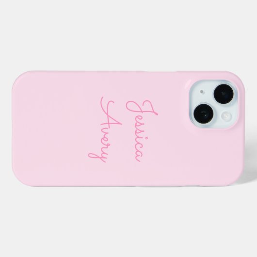Jeder Name | Niedlich Pink Cursive Case-Mate iPhone Hülle (Rückseite (Horizontal))