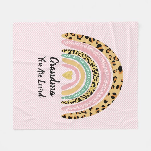 Jeder Name Oma Mutter, die Sie lieben Boho Rainbow Fleecedecke (Vorderseite (Horizontal))