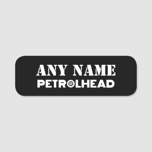 Jeder Name Personalisiert Petrolhead Namensschild (Vorderseite)