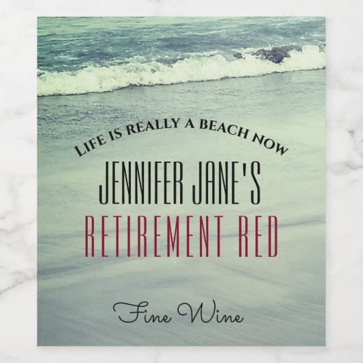 Jeder Name Rentierung Red Fine Wine Beach Weinetikett (Einzelnes Label)