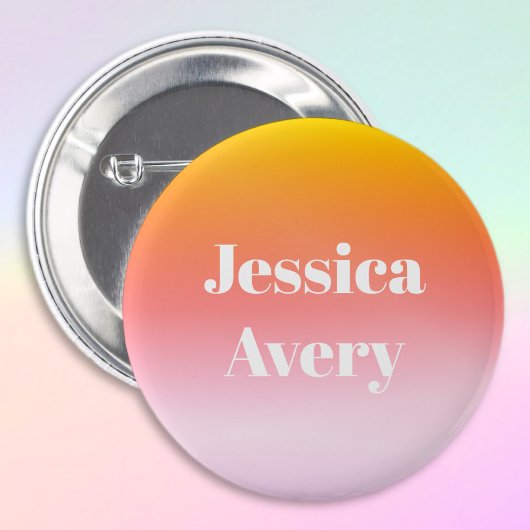 Jeder Name | Retro-Modern gestylter Text farbenfro Button