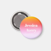 Jeder Name | Retro-Modern gestylter Text farbenfro Magnet (Vorderseite/Rückseite)