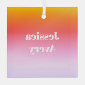 Jeder Name | Retro-Modern gestylter Text farbenfro Ornament Aus Glas (Rückseite)