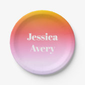 Jeder Name | Retro-Modern gestylter Text farbenfro Pappteller (Vorderseite)