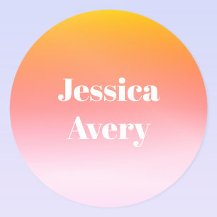 Jeder Name   Retro-Modern gestylter Text farbenfro Runder Aufkleber