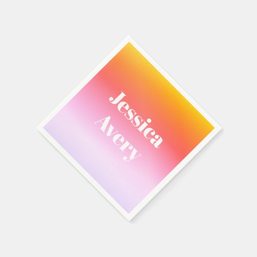 Jeder Name | Retro-Modern gestylter Text farbenfro Serviette (Ecke)