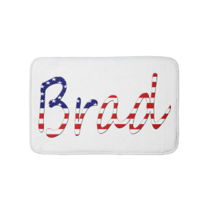 Jeder Name überlagert sich auf der Flagge der USA Badematte