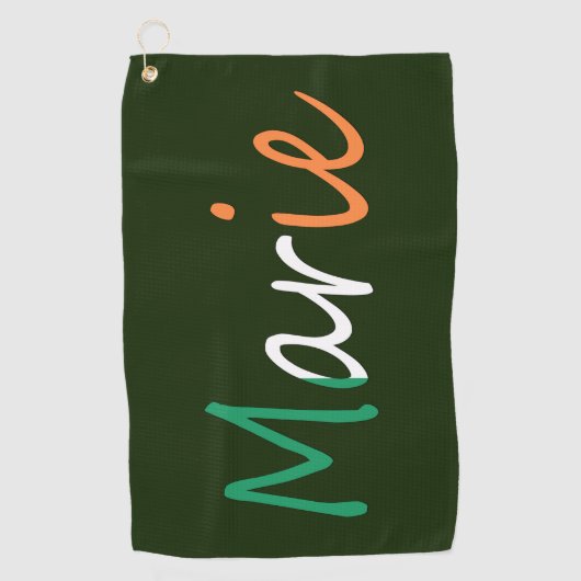 Jeder Name überlagert sich auf irischer Flagge-Gtc Golfhandtuch (Vorderseite)