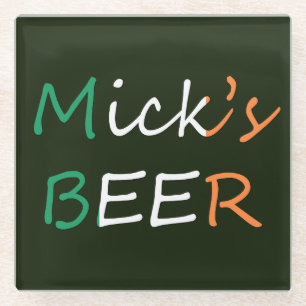 Jeder Name's Beer auf irischer Flagge Glass Unters Glasuntersetzer
