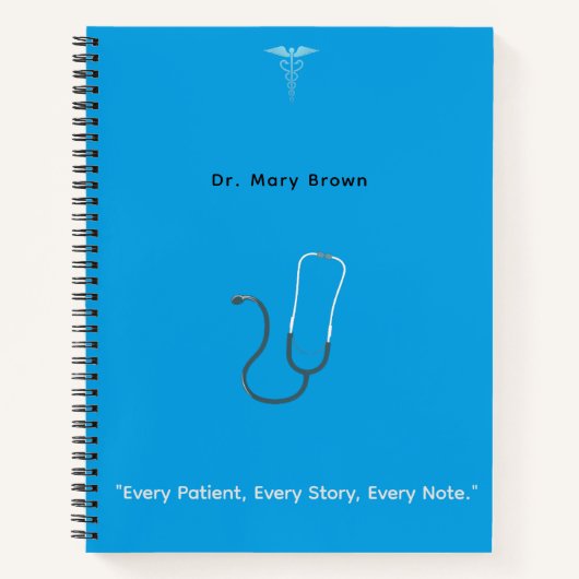 "Jeder Patient, jede Geschichte, jede Note." Notizblock (Vorderseite)