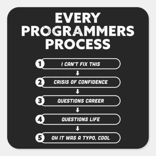 Jeder Programmierprozess - Funny Gift Quadratischer Aufkleber (Vorderseite)