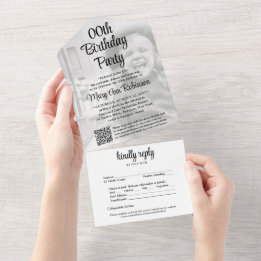 JEDER QR-Code für Geburtstagspartei und Foto-Overl All In One Einladung