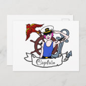 Jeder Seemann segelt Button hoch Postkarte (Vorne/Hinten)