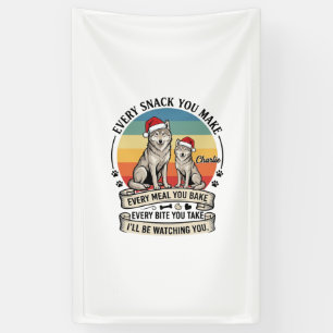 Jeder Snack, den du machst, Hund Santa Hut Retro S Banner