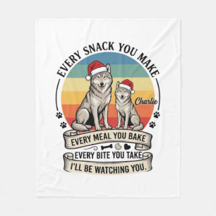 Jeder Snack, den du machst, Hund-Santa-Hut Retro-S Fleecedecke