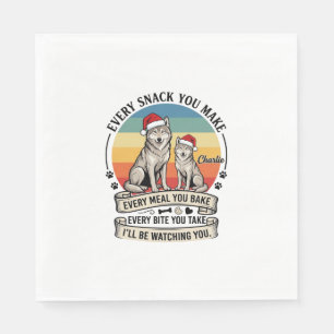 Jeder Snack, den du machst, Hund Santa Hut Retro S Serviette
