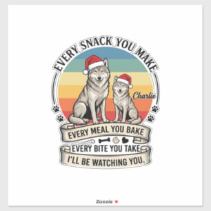 Jeder Snack, den du machst Hund Weihnachtsmann Hut Aufkleber