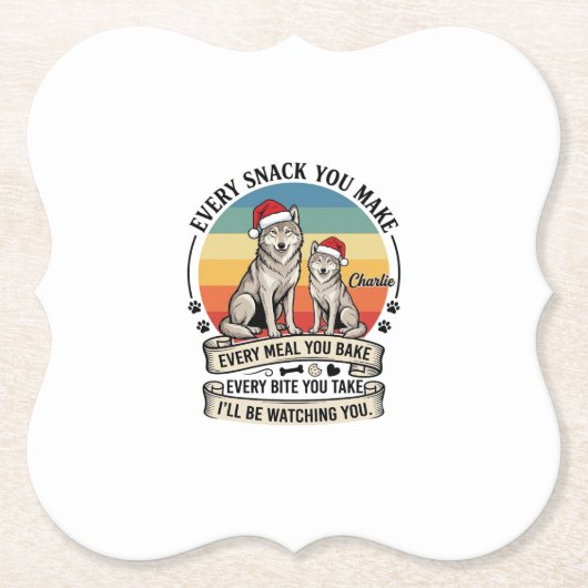 Jeder Snack, den du machst Hund Weihnachtsmann Hut Untersetzer (Vorderseite)