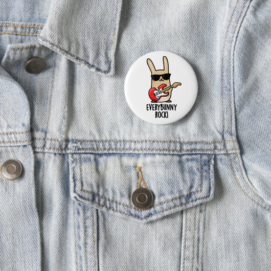 Jeder sonnige Rock Funny Animal Rabbit Pub Button (Beispiel)