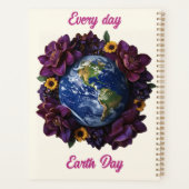 Jeder Tag ist Earth Day Blumendesign Planet Planer (Rückseite)