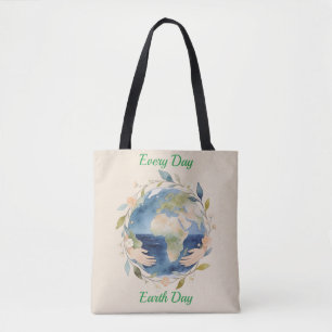 Jeder Tag ist Earth Day - Blumenglobus mit Händen Tasche