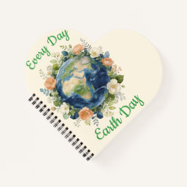 Jeder Tag ist Earth Day Blumenkranz Erde Notizblock