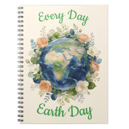 Jeder Tag ist Earth Day Floraler Kranz Erde Notizblock