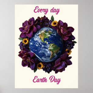 Jeder Tag ist Earth Day Florales Planet Design Poster