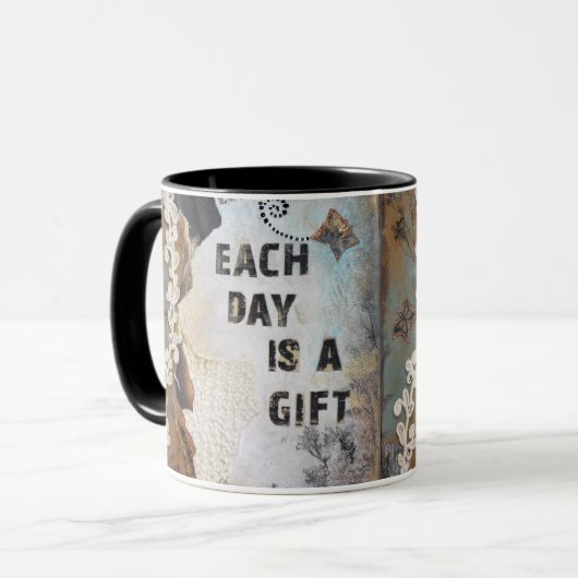 Jeder Tag ist ein Geschenk Tasse (Vorderseite Links)