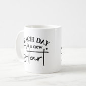 Jeder Tag ist ein neuer Start Motivierend Tasse (Vorderseite Links)