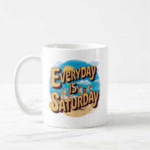 Jeder Tag ist ein Samstag Retro-Strand Kaffeetasse