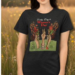 Jeder Tag ist Frauentag   Hände und Blumen Tri-Blend Shirt