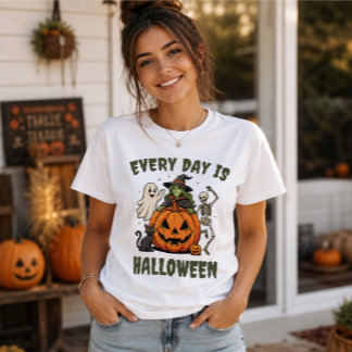 Jeder Tag ist Halloween Süße Hexe Kürbis T-Shirt