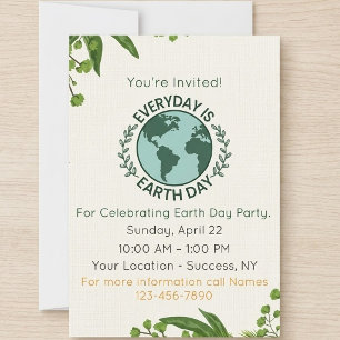 Jeder Tag ist Tag der Erde - Earth Day Party Einladung