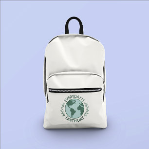 Jeder Tag Ist Tag Der Erde - Vintage Green Earth L Bedruckter Rucksack