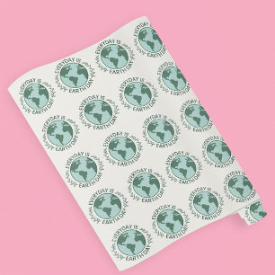 Jeder Tag Ist Tag Der Erde - Vintage Green Earth L Geschenkpapier